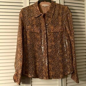 Sequin snakeskin print blouse